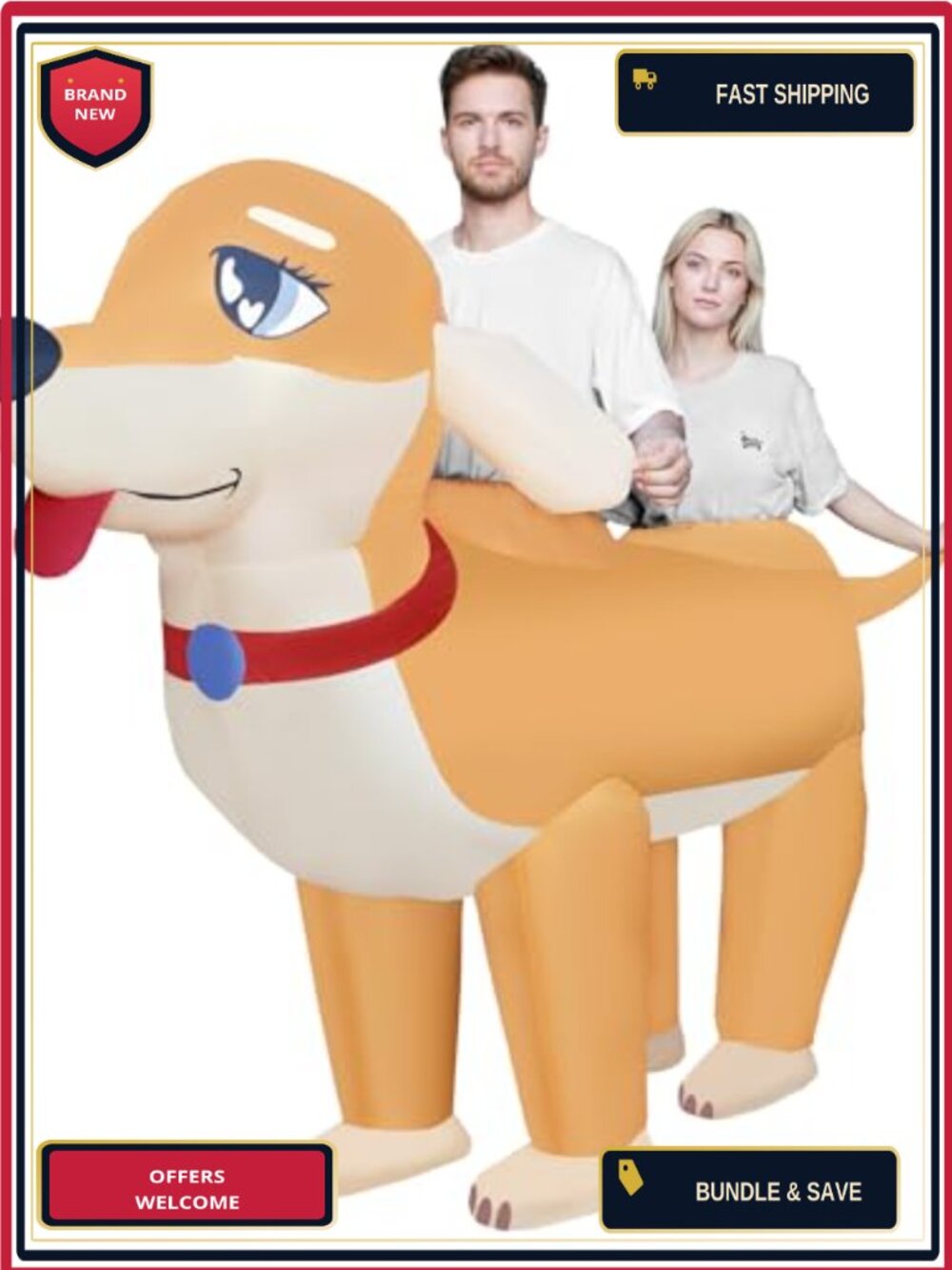 Inflatable Dachshund Dog Costume 8.36 Ft Blow Up Adult Unisex Halloween Cosplay